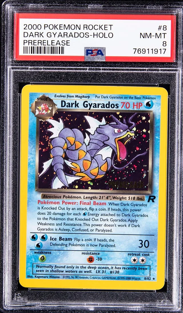 2000 Pokemon Rocket Prerelease Rare Holofoil Dark Gyarados #8 card image