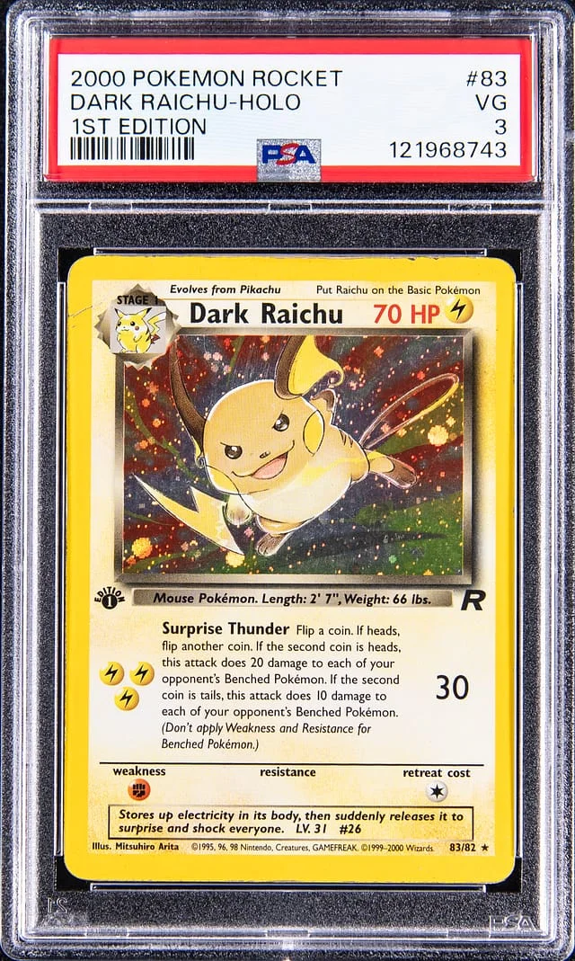 2000 Pokemon Rocket qst Edition Holofoil Raichu #83 card image