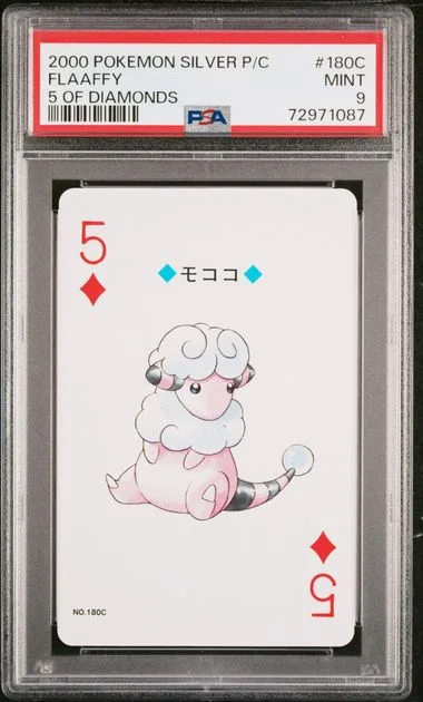 2000 Pokemon Silver Playing Cards 5 Of Diamonds Flaaffy #180C card image