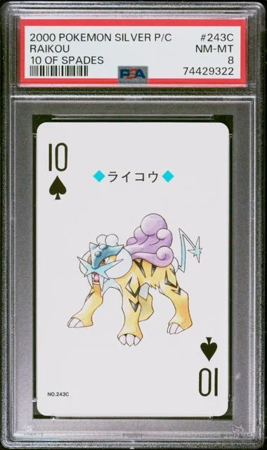 2000 Pokemon Silver Version Playing Cards 10 Of Spades Raikou #243C card image
