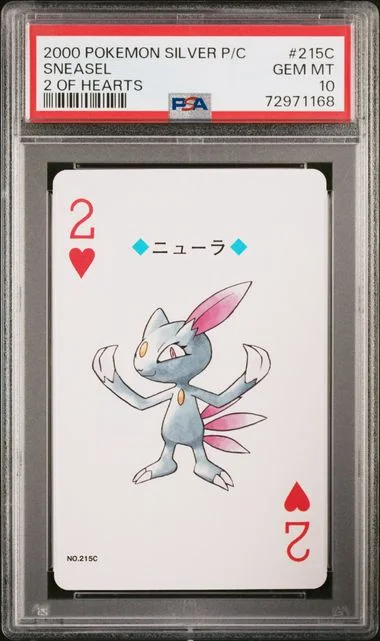 2000 Pokemon Silver Version Playing Cards 2 Of Hearts Sneasel #215C card image