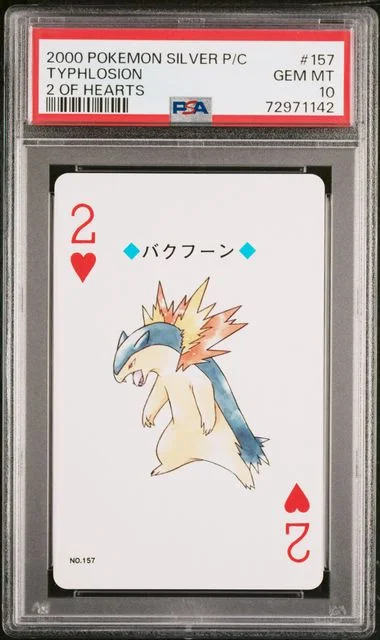 2000 Pokemon Silver Version Playing Cards 2 Of Hearts Typhlosion #157 card image