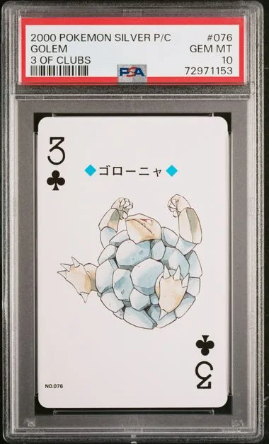 2000 Pokemon Silver Version Playing Cards 3 Of Clubs Golem #076 card image