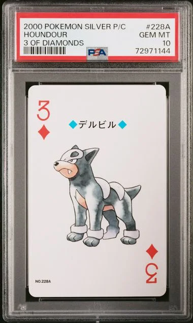 2000 Pokemon Silver Version Playing Cards 3 Of Diamonds Houndour #228A card image