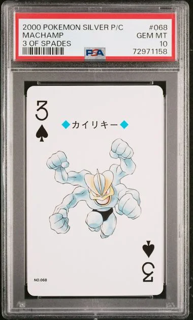 2000 Pokemon Silver Version Playing Cards 3 Of Spades Machamp #068 card image