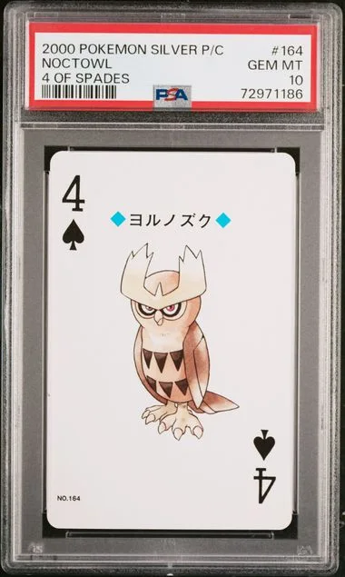 2000 Pokemon Silver Version Playing Cards 4 Of Spades Noctowl #164 card image