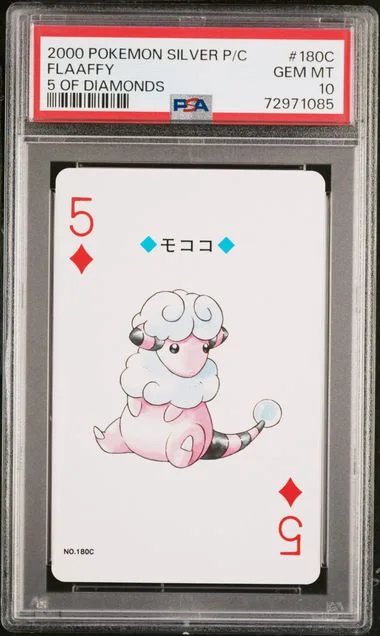 2000 Pokemon Silver Version Playing Cards 5 Of Diamonds Flaaffy #180C card image