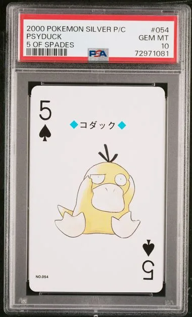 2000 Pokemon Silver Version Playing Cards 5 Of Spades Psyduck #054 card image