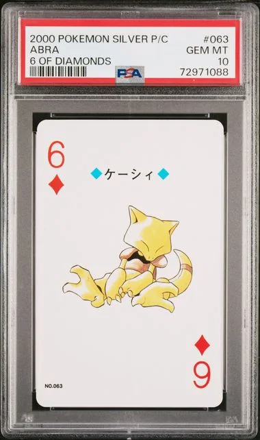 2000 Pokemon Silver Version Playing Cards 6 Of Diamonds Abra #063 card image