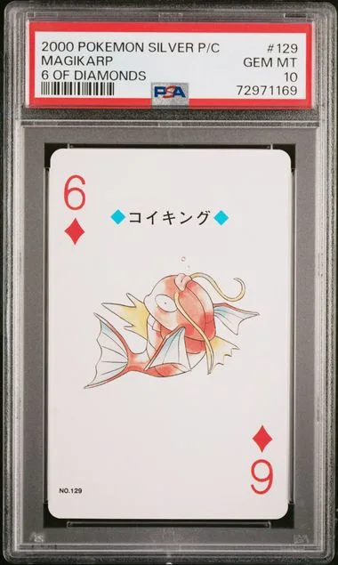 2000 Pokemon Silver Version Playing Cards 6 Of Diamonds Magikarp #129 card image