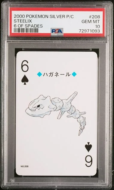 2000 Pokemon Silver Version Playing Cards 6 Of Spades Steelix #208 card image