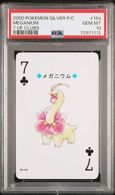 2000 Pokemon Silver Version Playing Cards 7 Of Clubs Meganium #154 card image