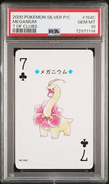 2000 Pokemon Silver Version Playing Cards 7 Of Clubs Meganium #154C card image