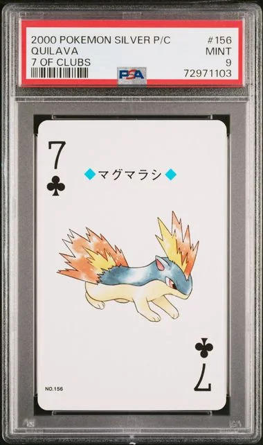 2000 Pokemon Silver Version Playing Cards 7 Of Clubs Quilava #156 card image