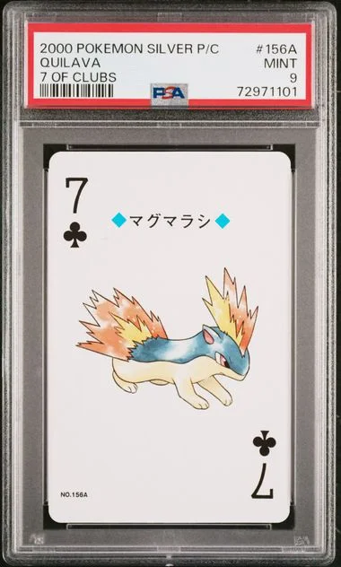 2000 Pokemon Silver Version Playing Cards 7 Of Clubs Quilava #156A card image