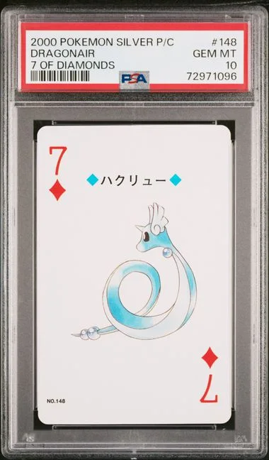 2000 Pokemon Silver Version Playing Cards 7 Of Diamonds Dragonair #148 card image