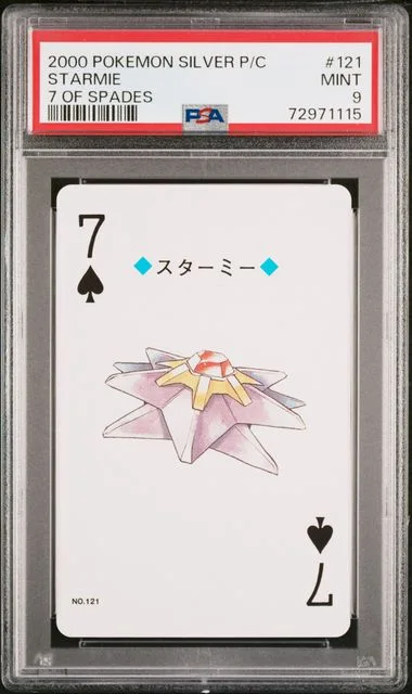 2000 Pokemon Silver Version Playing Cards 7 Of Spades Starmie #121 card image