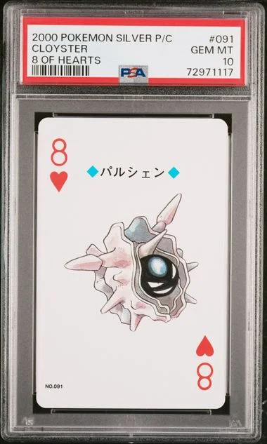 2000 Pokemon Silver Version Playing Cards 8 Of Hearts Cloyster #091 card image