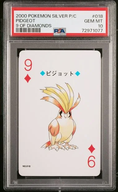 2000 Pokemon Silver Version Playing Cards 9 Of Diamonds Pidgeot #018 card image