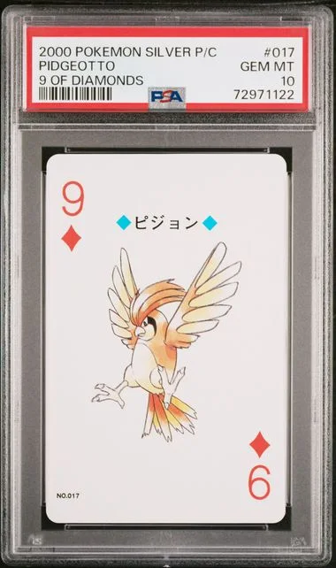 2000 Pokemon Silver Version Playing Cards 9 Of Diamonds Pidgeotto #017 card image