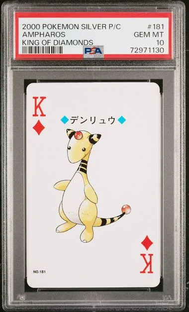 2000 Pokemon Silver Version Playing Cards King Of Diamonds Ampharos #181 card image