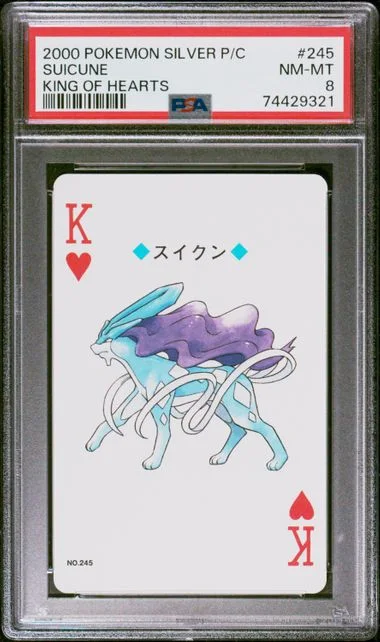 2000 Pokemon Silver Version Playing Cards King Of Hearts Suicune #245 card image