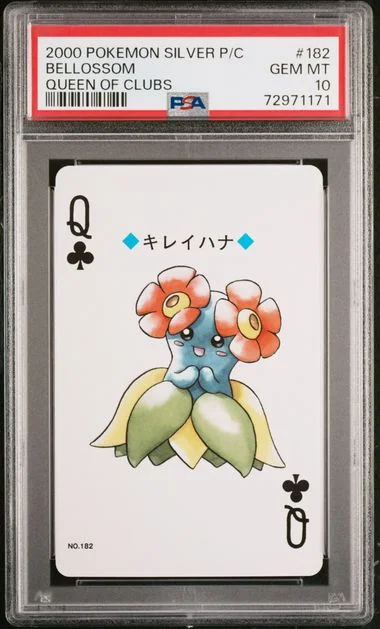 2000 Pokemon Silver Version Playing Cards Queen Of Clubs Bellossom #182 card image
