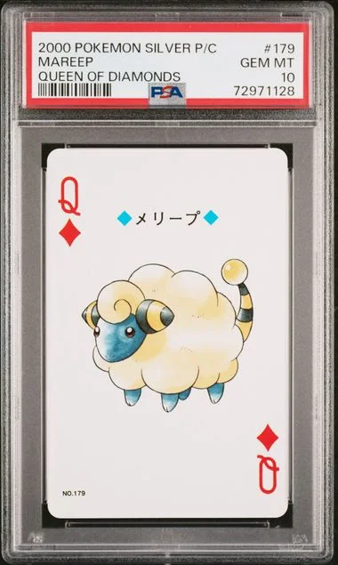 2000 Pokemon Silver Version Playing Cards Queen Of Diamonds Mareep #179 card image