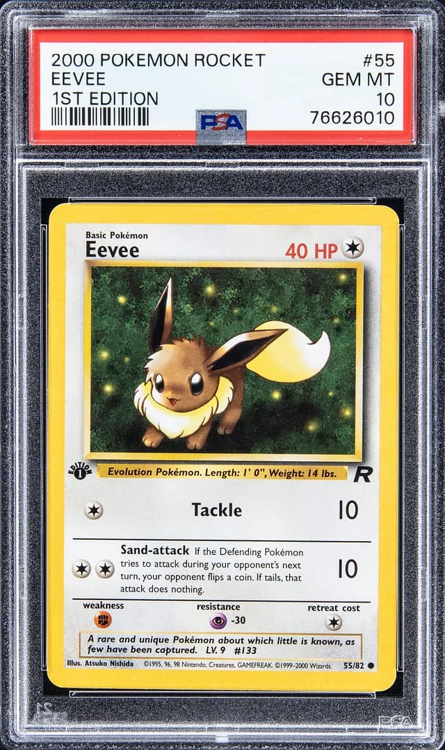 2000 Pokemon Team Rocket 1st Edition Eevee #55 card image