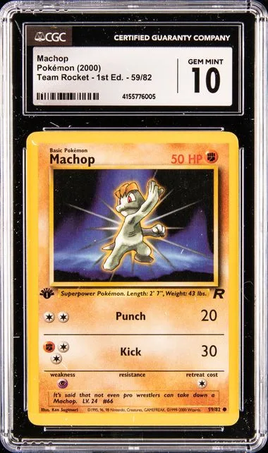 2000 Pokemon Team Rocket 1st Edition Machop #59 card image