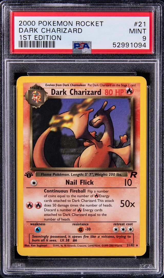 2000 Pokemon Team Rocket 1st Edition Rare Dark Charizard #21 card image