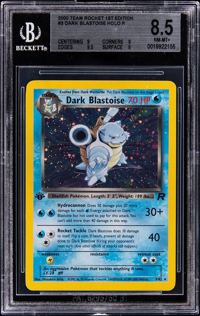 2000 Pokemon Team Rocket 1st Edition Rare Holo Dark Blastoise #3 card image