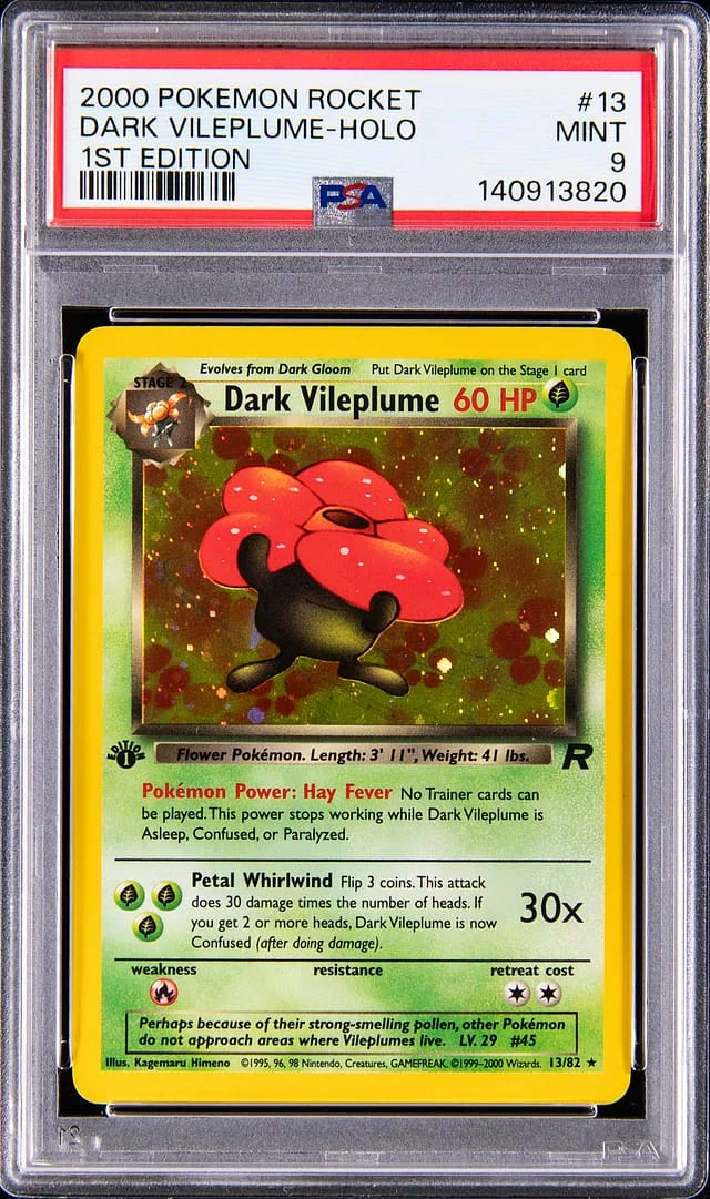2000 Pokemon Team Rocket 1st Edition Rare Holo Dark Vileplume #13 card image