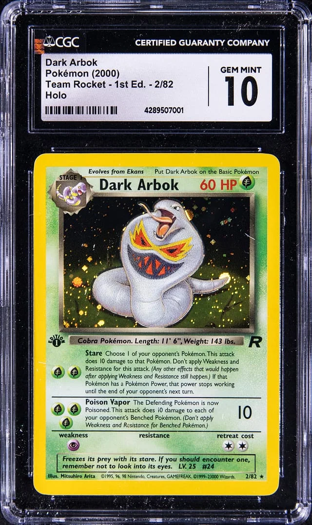 2000 Pokemon Team Rocket 1st Edition Rare Holofoil Dark Arbok #2 card image