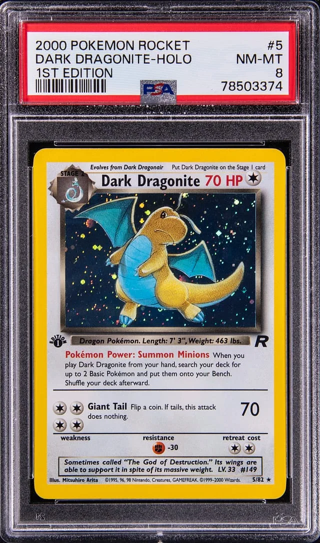 2000 Pokemon Team Rocket 1st Edition Rare Holofoil Dark Dragonite #5 card image