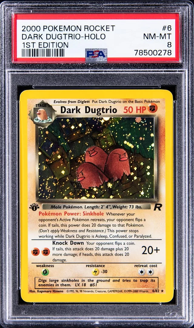 2000 Pokemon Team Rocket 1st Edition Rare Holofoil Dark Dugtrio #6 card image