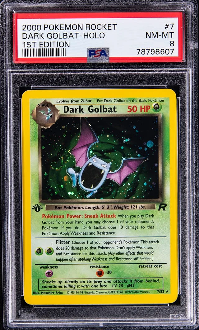2000 Pokemon Team Rocket 1st Edition Rare Holofoil Dark Golbat #7 card image