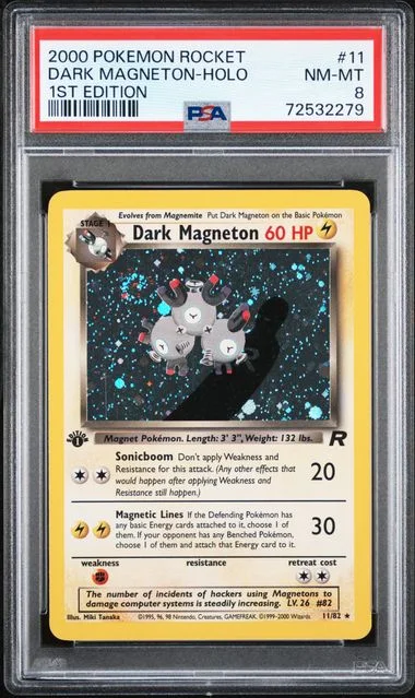 2000 Pokemon Team Rocket 1st Edition Rare Holofoil Dark Magneton #11 card image