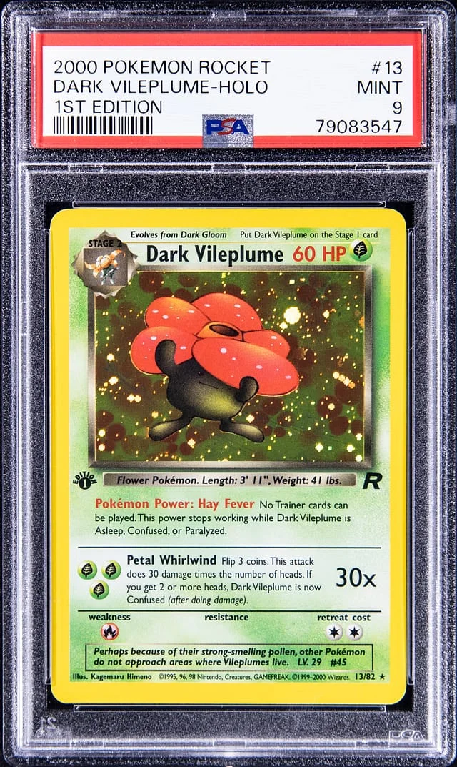 2000 Pokemon Team Rocket 1st Edition Rare Holofoil Dark Vileplume #13 card image