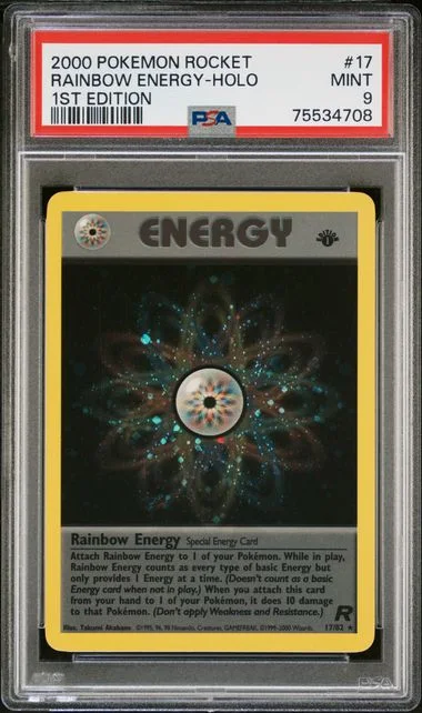 2000 Pokemon Team Rocket 1st Edition Rare Holofoil Rainbow Energy #17 card image