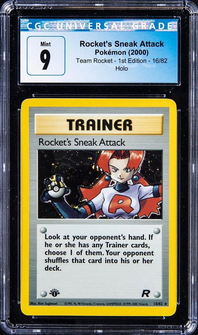 2000 Pokemon Team Rocket 1st Edition Rare Holofoil Rocket's Sneak Attack #16 card image