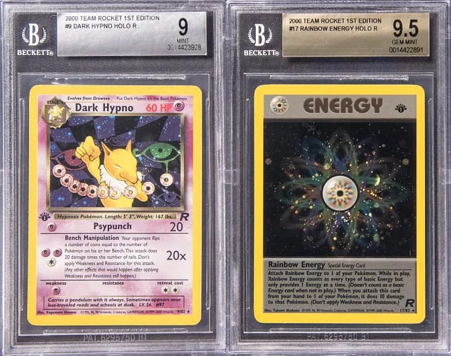 2000 Pokemon Team Rocket Edition Rare Holofoil Collection Graded (2) - Featuring #1st card image