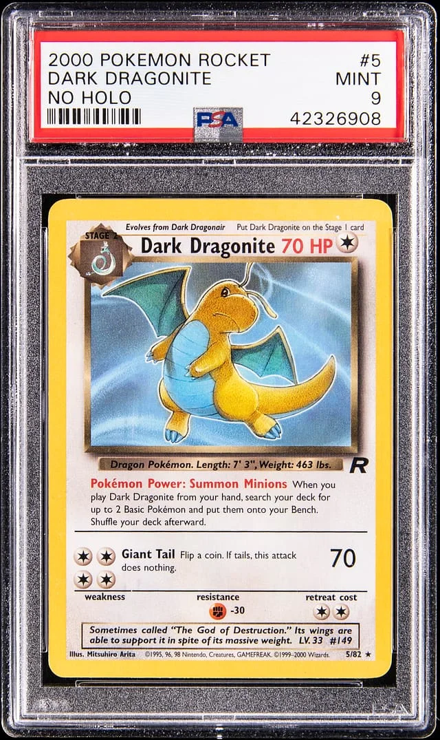 2000 Pokemon Team Rocket Error No Holo Dark Dragonite #5 card image
