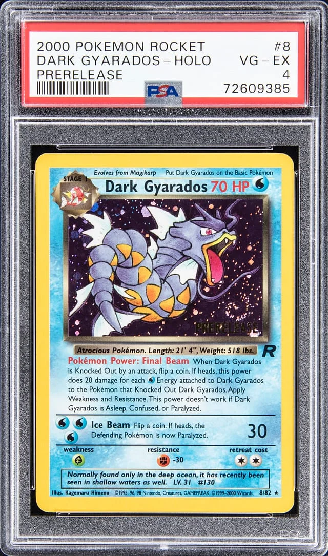 2000 Pokemon Team Rocket Pre-Release Dark Gyarados Holo #8 card image