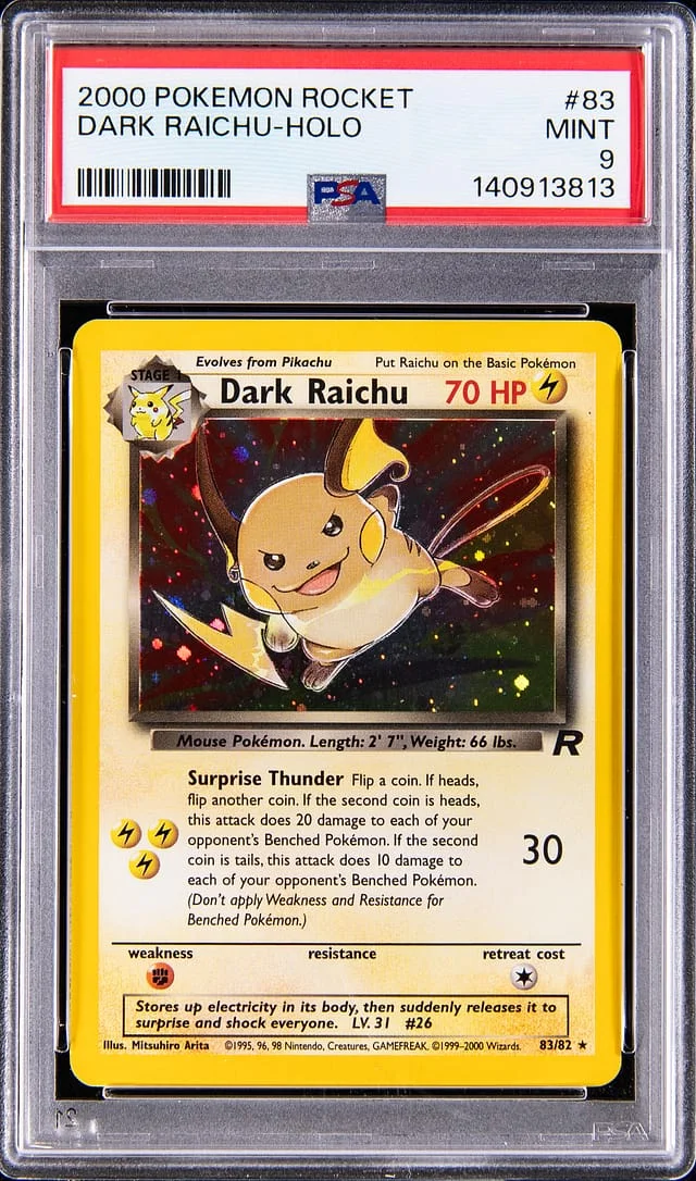 2000 Pokemon Team Rocket Rare Holo Dark Raichu #83 card image