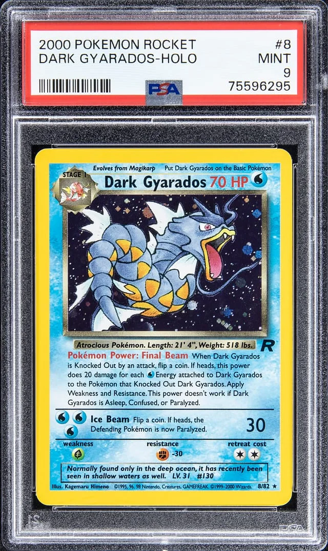 2000 Pokemon Team Rocket Rare Holofoil Dark Gyarados #8 card image