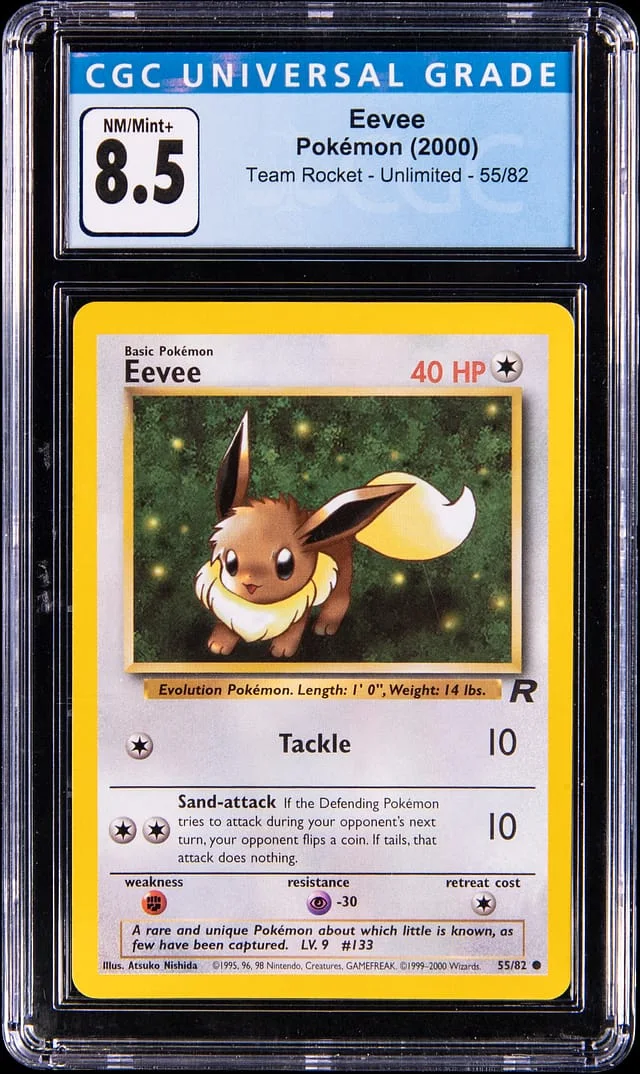 2000 Pokemon Team Rocket Unlimited Eevee #55 card image