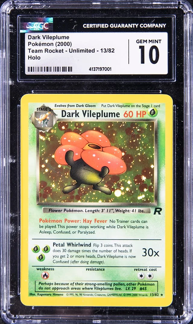 2000 Pokemon Team Rocket Unlimited Rare Holofoil Dark Vileplume #13 card image