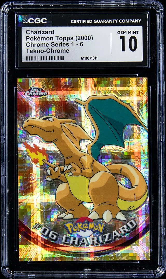 2000 Pokemon Topps Chrome Series 1 Tekno-Chrome Charizard #6 card image