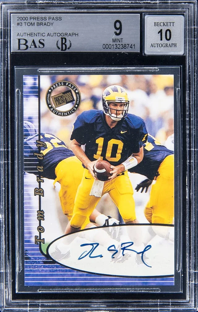 2000 Press Pass Certified Authentic Autograph Tom Brady #3 card image